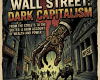 Robotic hand with dollar signs reaching over Wall Street buildings and fleeing people