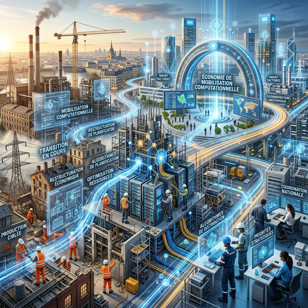 Industrial workers managing computational systems integrating planning, resource optimization, and national coordination