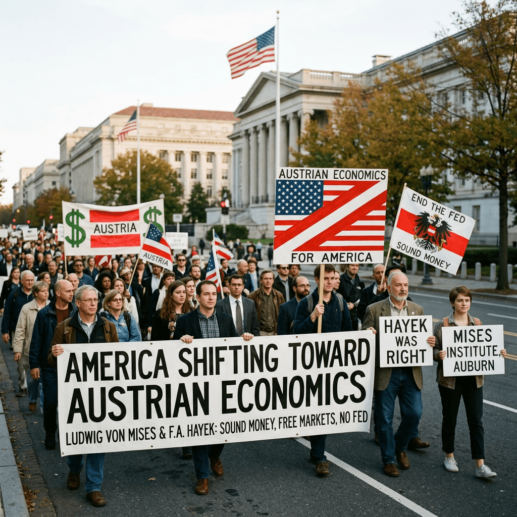 Protest march advocating Austrian economics, sound money, and ending the Federal Reserve