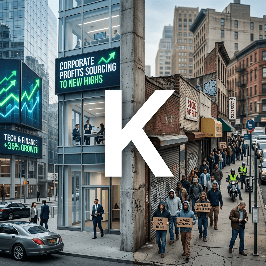 K-shaped economy corporate profits vs workers struggle